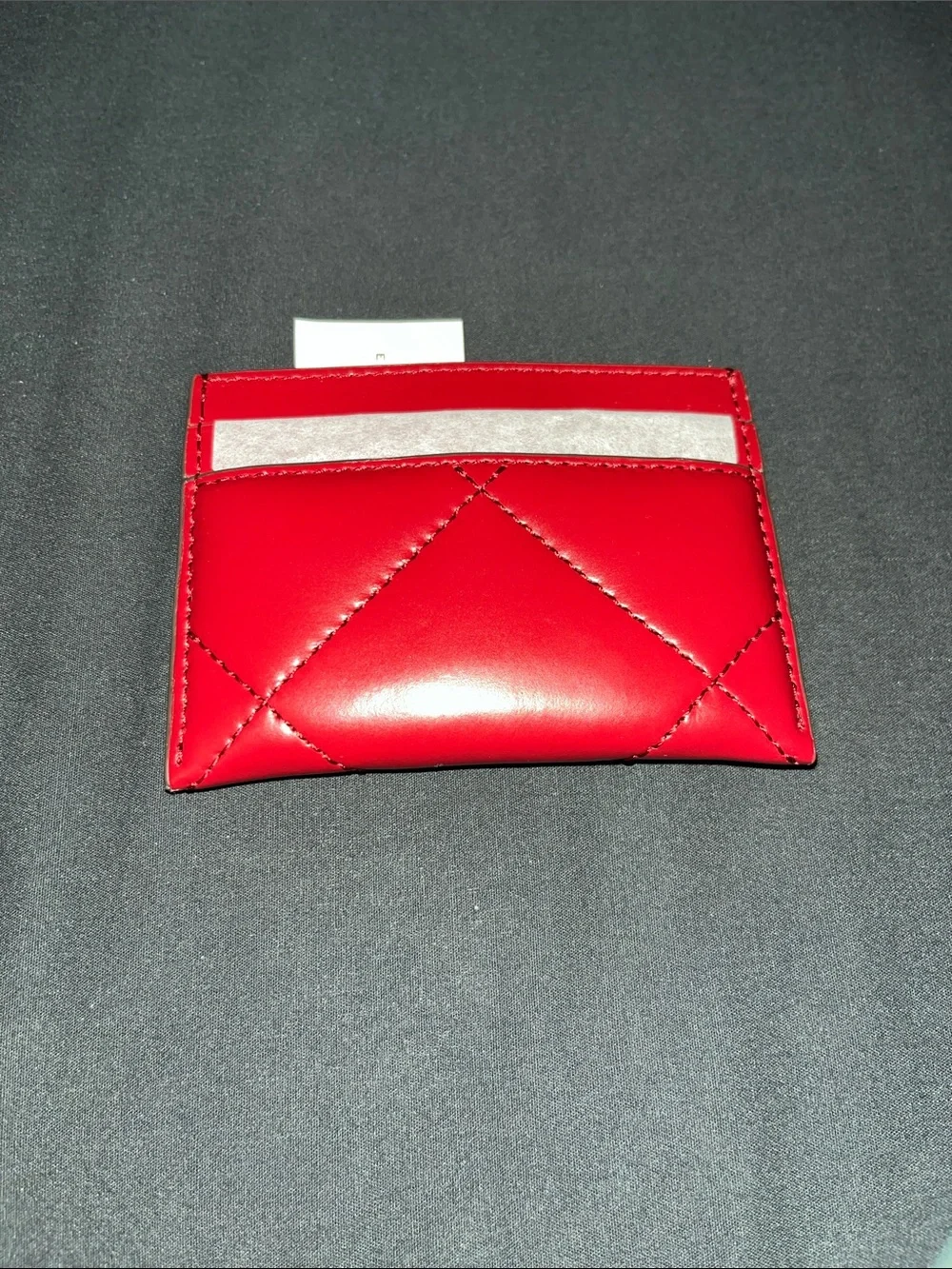 Tory Burch Red Patent Leather Slim Card Holder with Logo